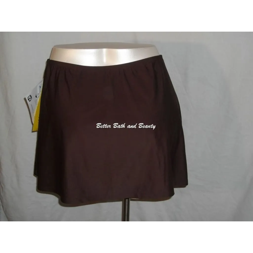 A Shore Fit Plus Size Swim Suit Skirt Skirtini Swim Bottom SIZE 24W Brown NWT