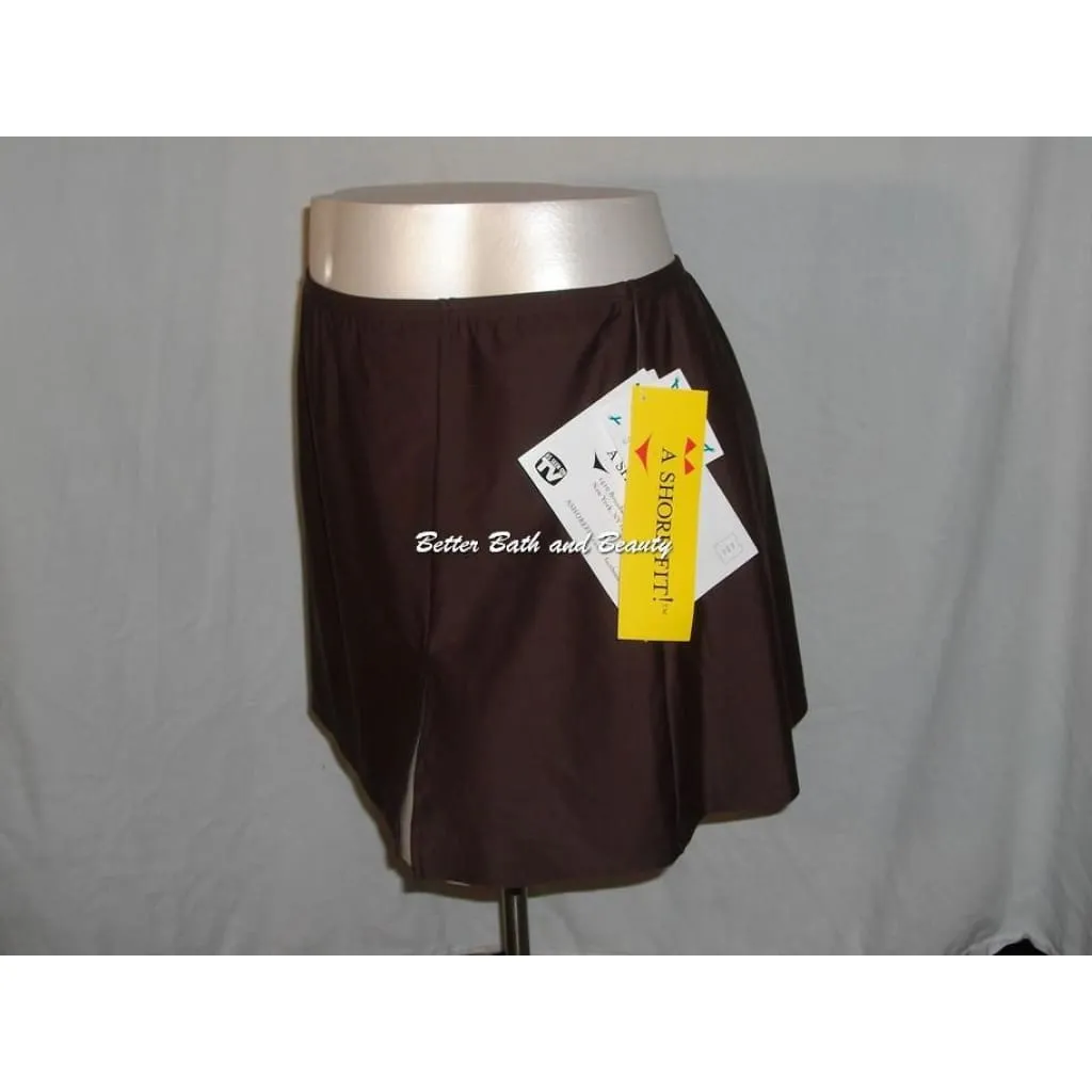 A Shore Fit Plus Size Swim Suit Skirt Skirtini Swim Bottom SIZE 24W Brown NWT