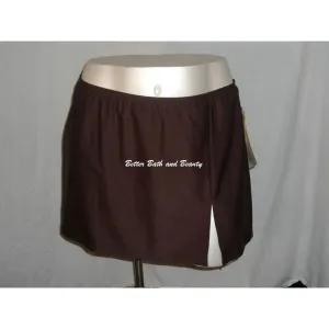 A Shore Fit Plus Size Swim Suit Skirt Skirtini Swim Bottom SIZE 24W Brown NWT