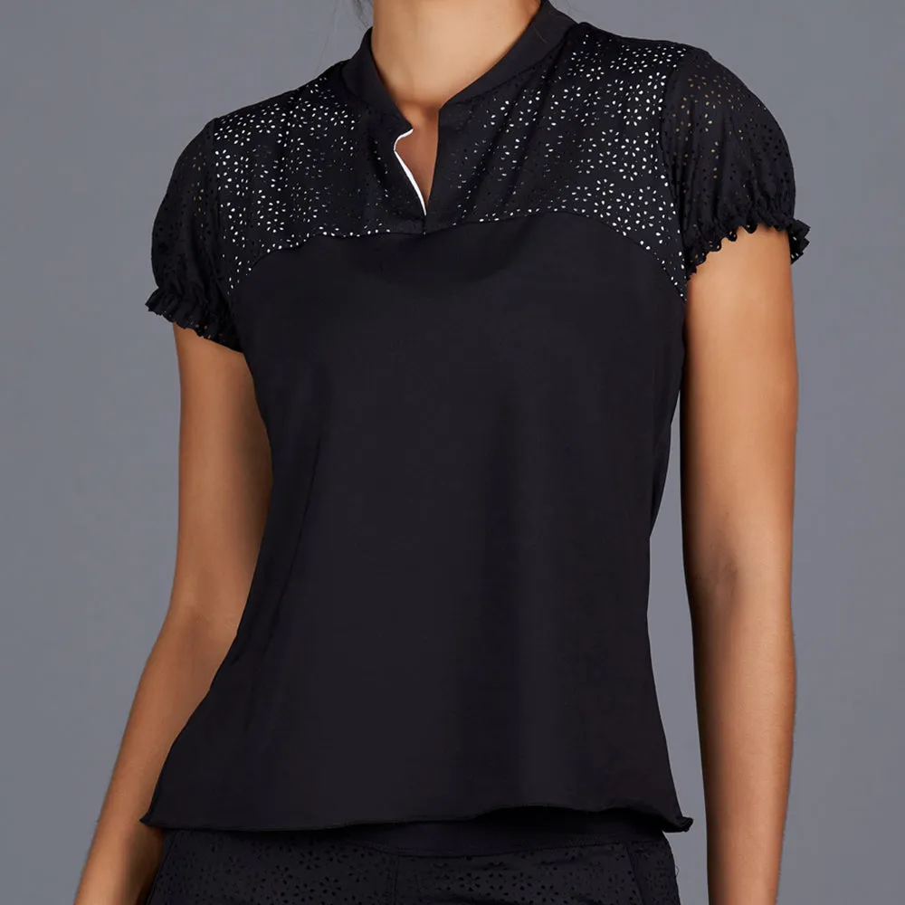 All Season Short-Sleeve Collar Top (black)