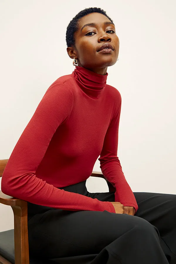 Axam Layering Turtleneck - Organic Ribbed Pima Cotton :: Cardinal