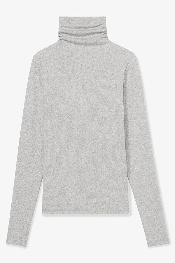 Axam Layering Turtleneck - Ribbed Pima Cotton :: Gray Melange