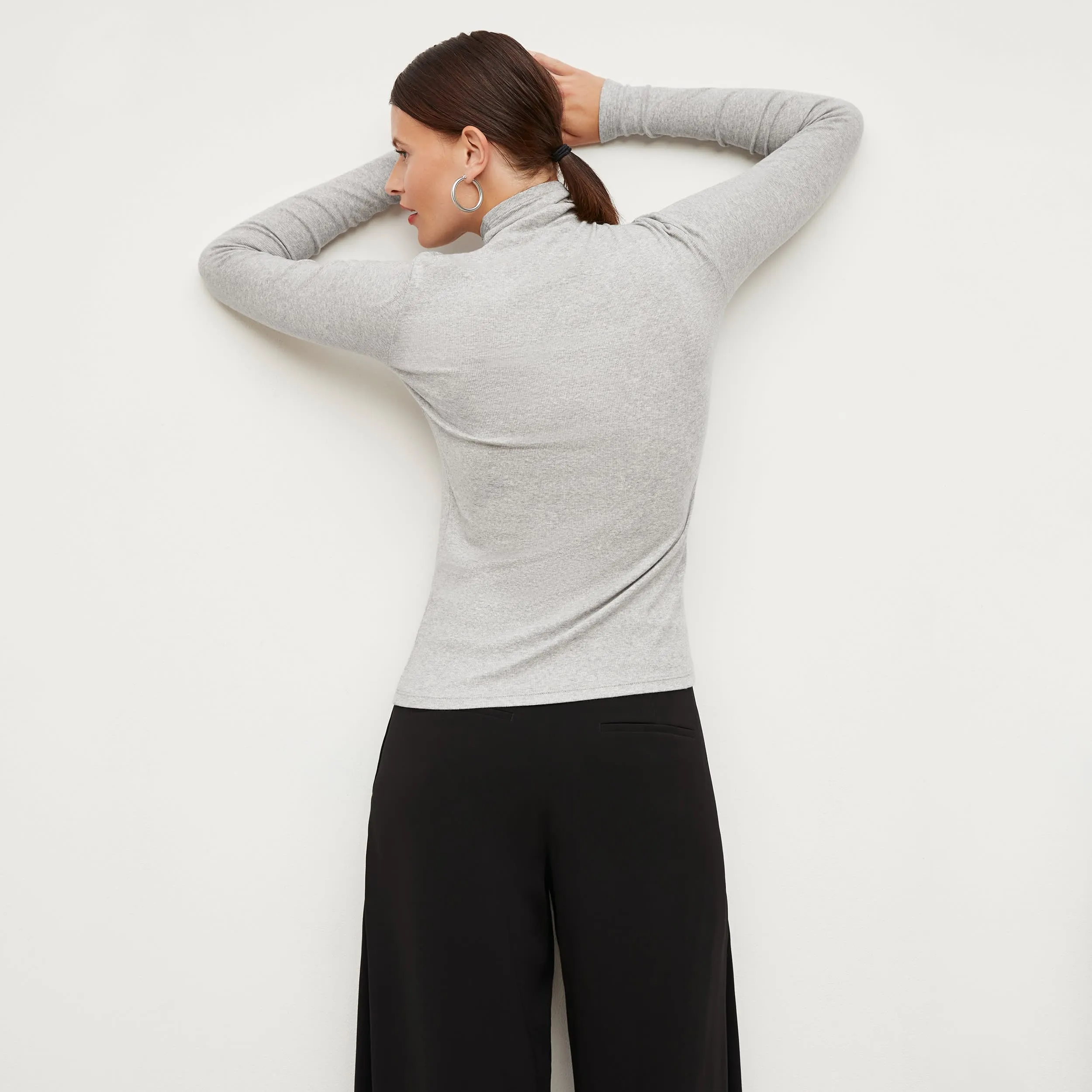 Axam Layering Turtleneck - Ribbed Pima Cotton :: Gray Melange