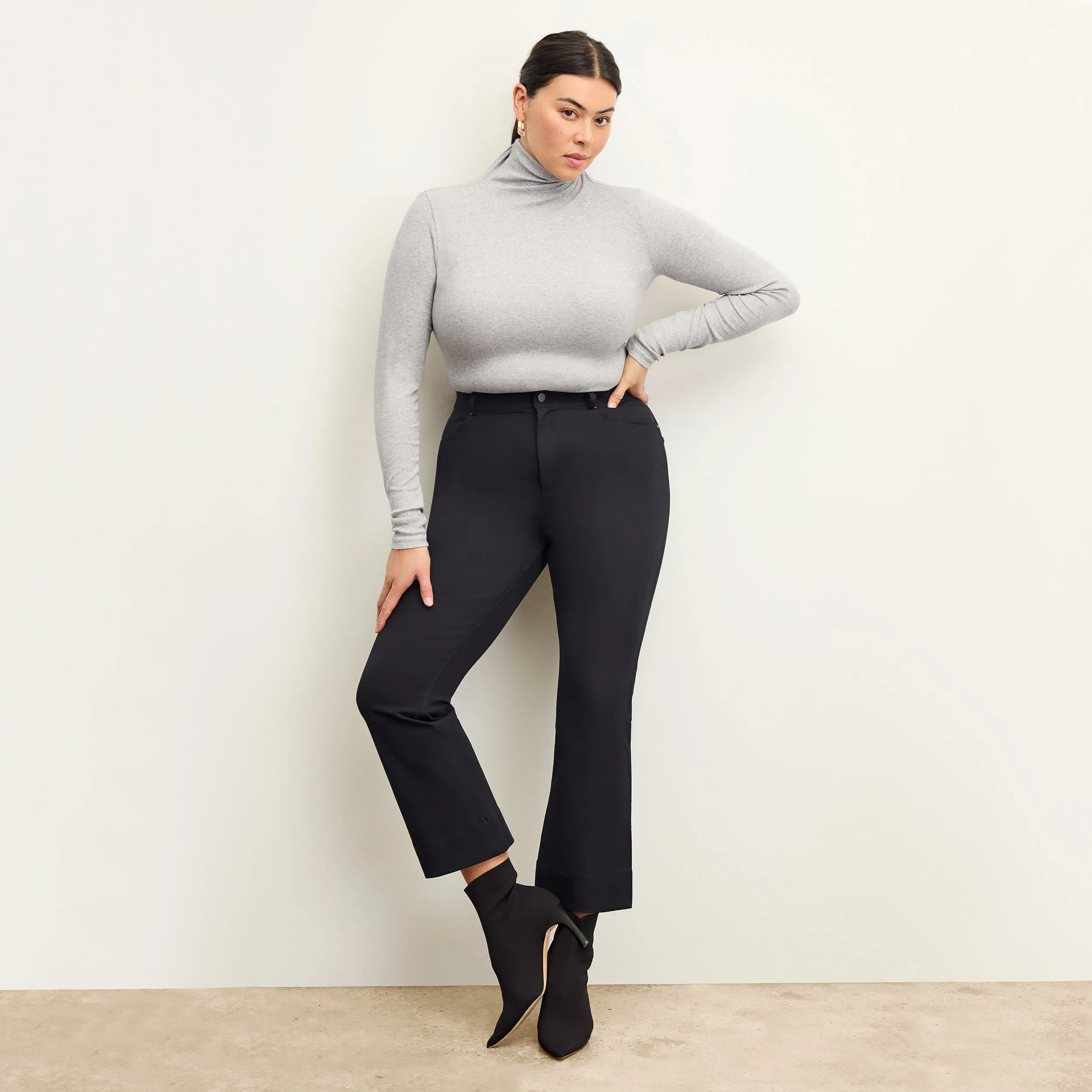 Axam Layering Turtleneck - Ribbed Pima Cotton :: Gray Melange