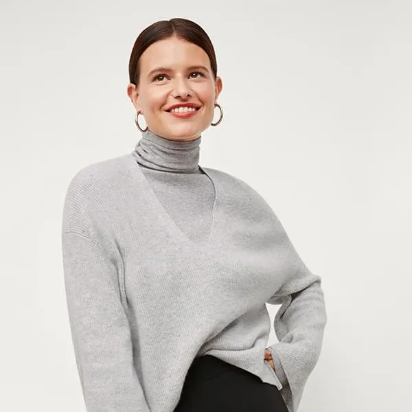 Axam Layering Turtleneck - Ribbed Pima Cotton :: Gray Melange