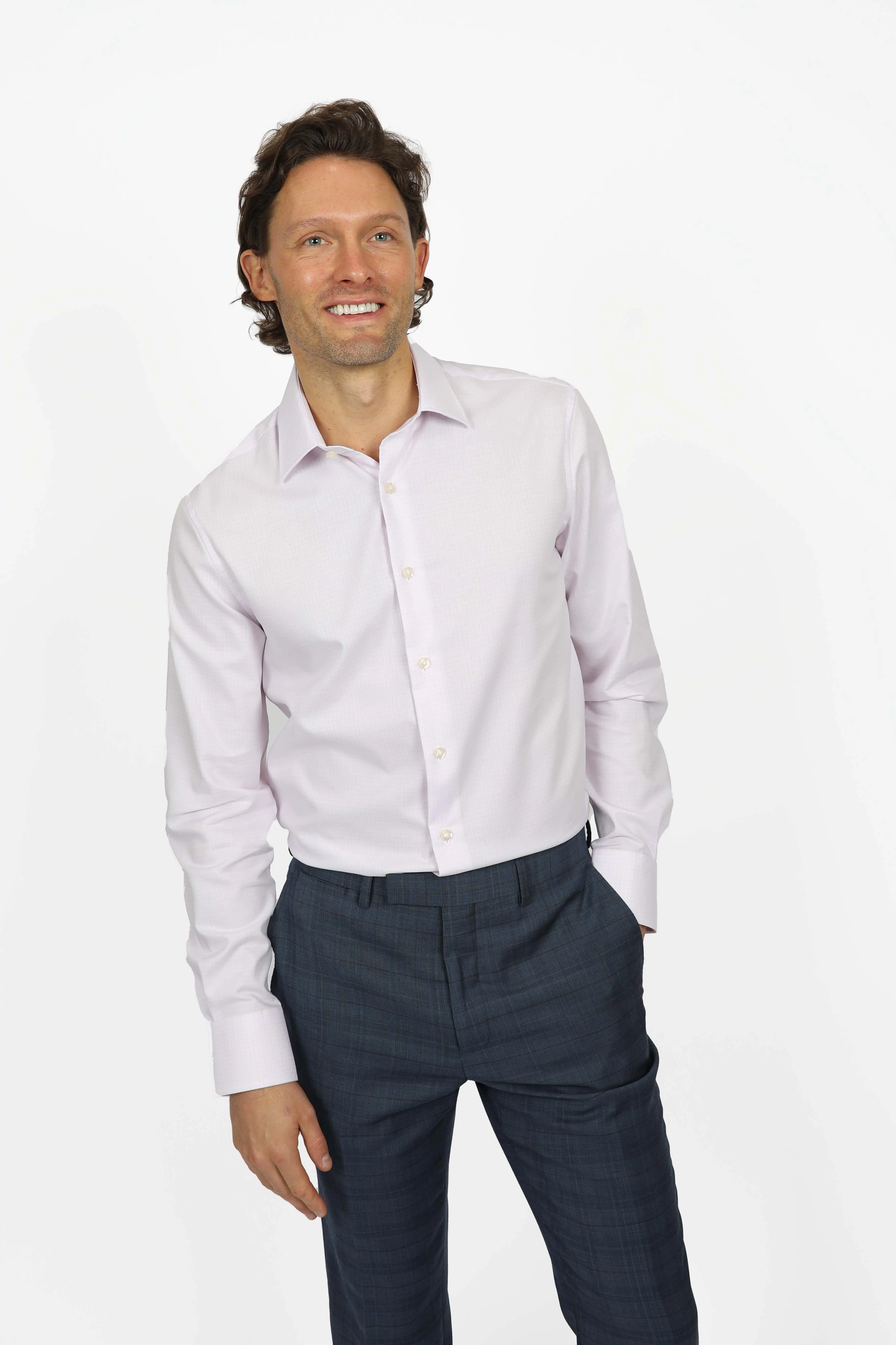 Barely Pink Check Shirt Slim Fit