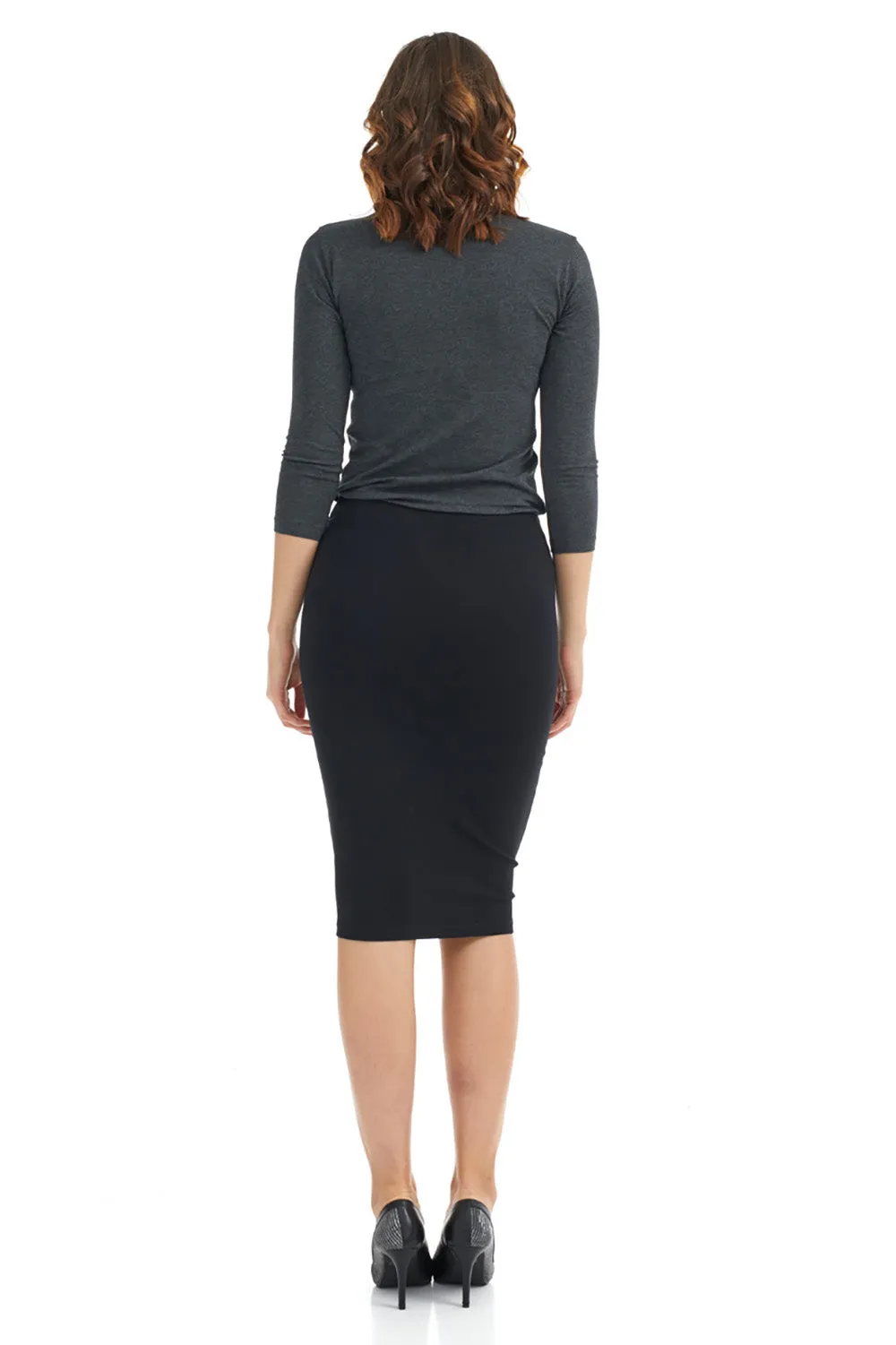 Basic below the knee snug pencil skirt 'Houston'