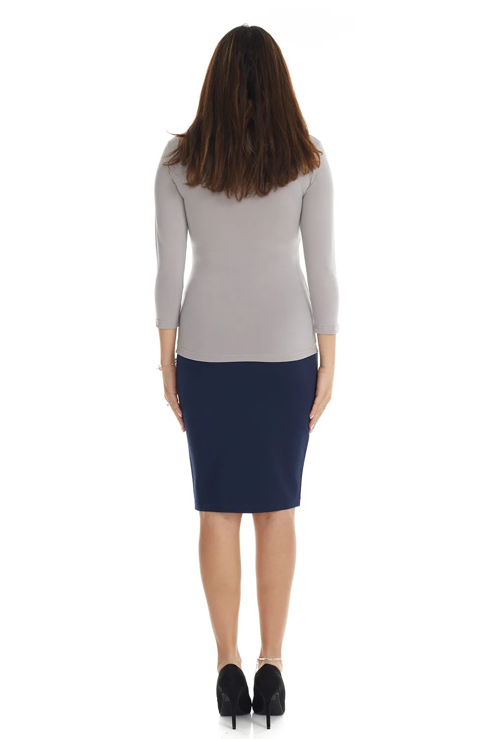 Basic below the knee snug pencil skirt 'Houston'