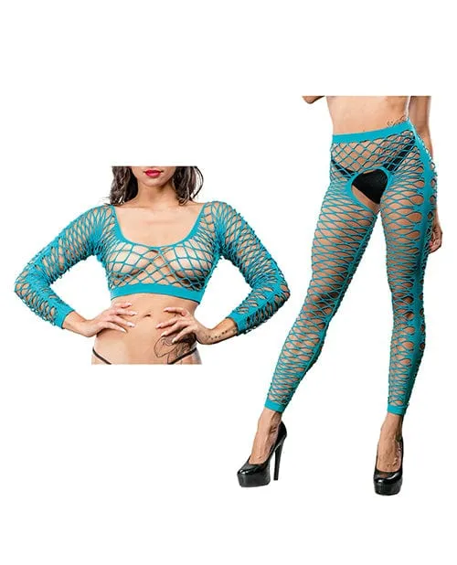 Beverly Hills Naughty Girl Crotchless Front Mesh & Side Design Leggings One Size Fits Most