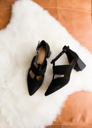 Black Suede Close Toed Heel - FINAL SALE