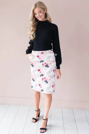 Blooming Beauty Velveteen Pencil Skirt