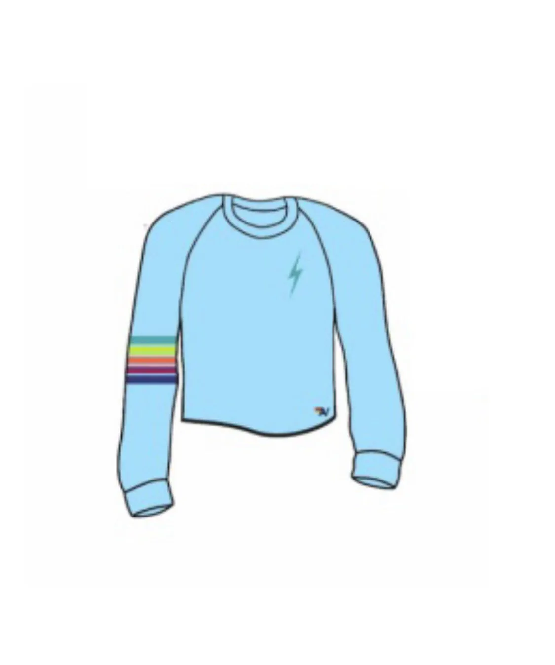 Bolt Rugby Stitch Cropped Crew Sweatshirt~ Sky / Rainbow