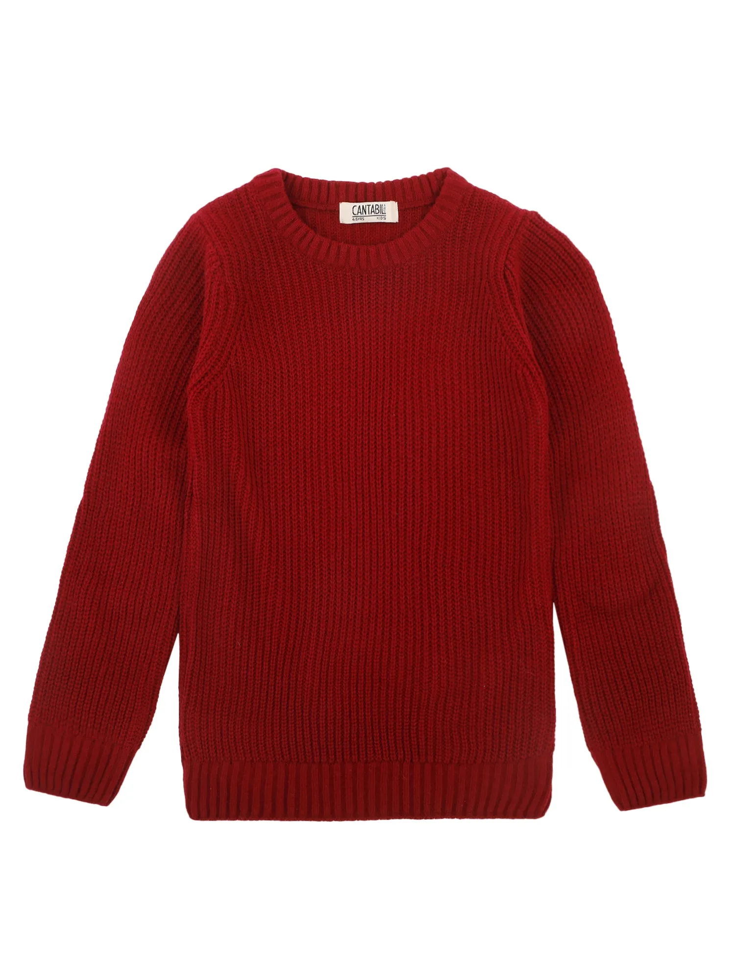 Boys Casual Maroon Full sleeve Pullover Sweater