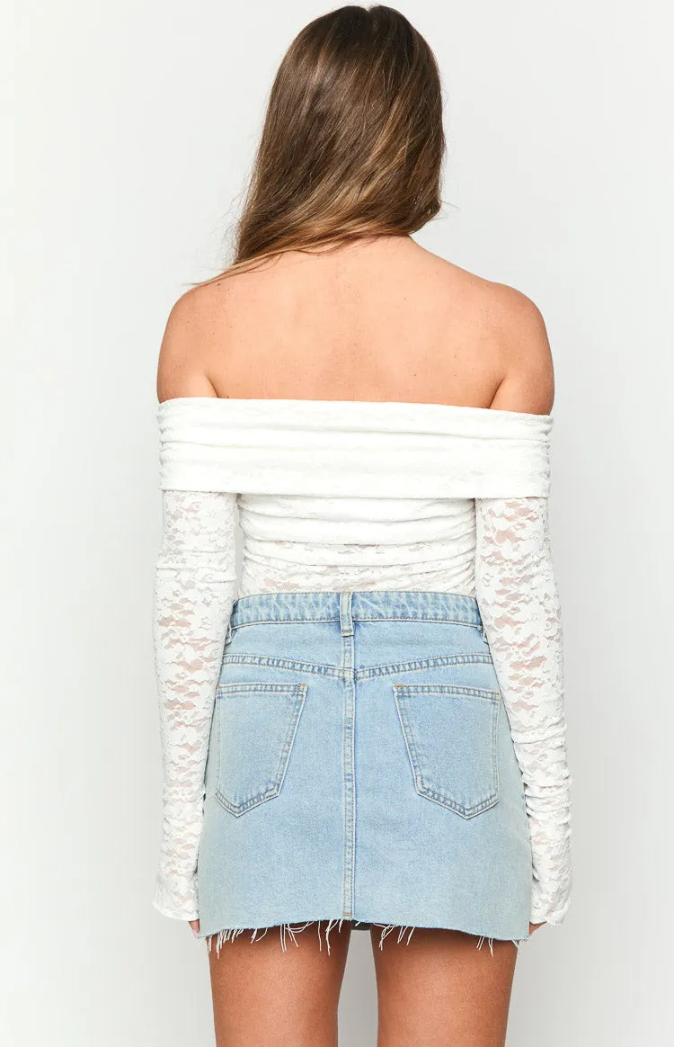 Brodie White Lace Off The Shoulder Top