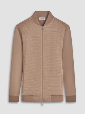 Bugatchi Textured Full Zip Sweater | Caramel