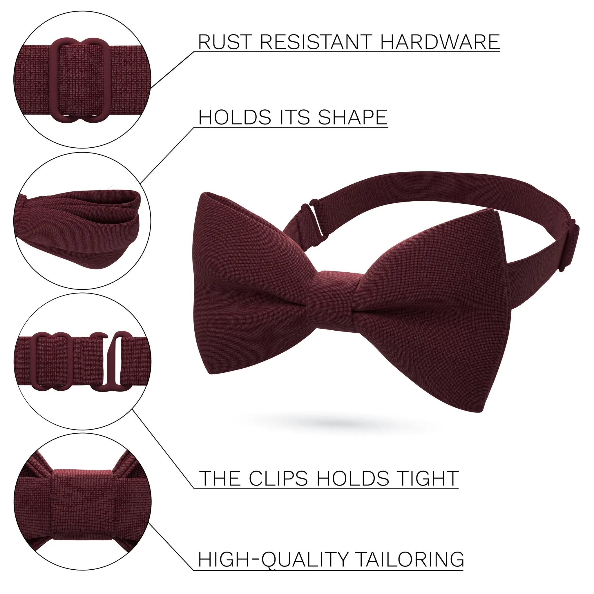 Burgundy Bow Tie with Handkerchief Set