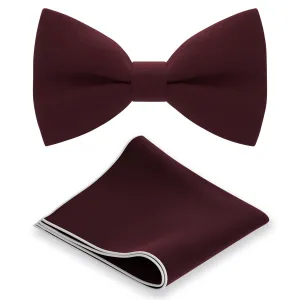 Burgundy Bow Tie with Handkerchief Set