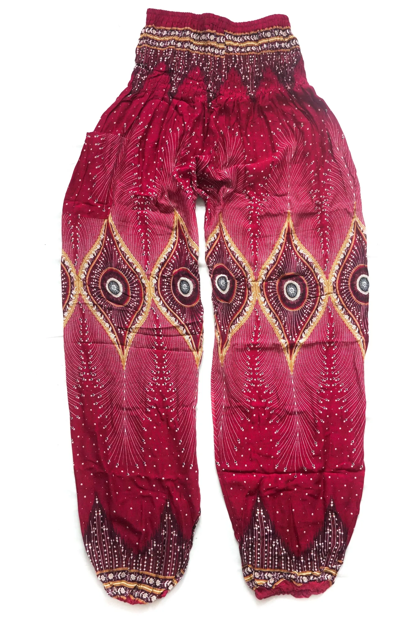 Burgundy Diamond Peacock Harem Pants