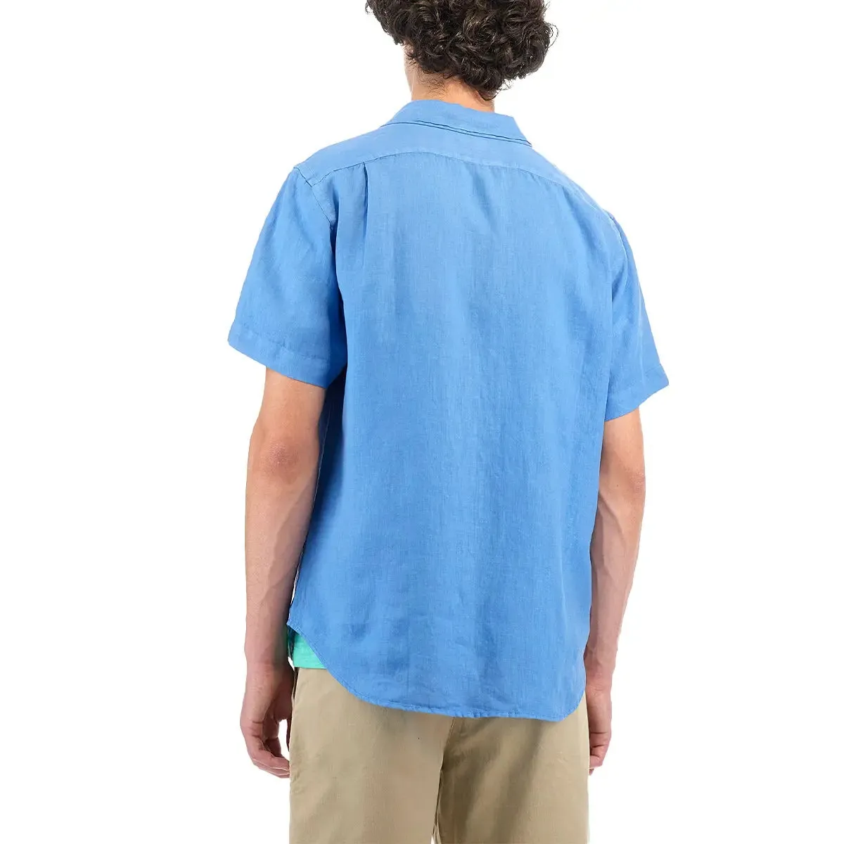 Campanula Blue Linen Short-sleeved Shirt