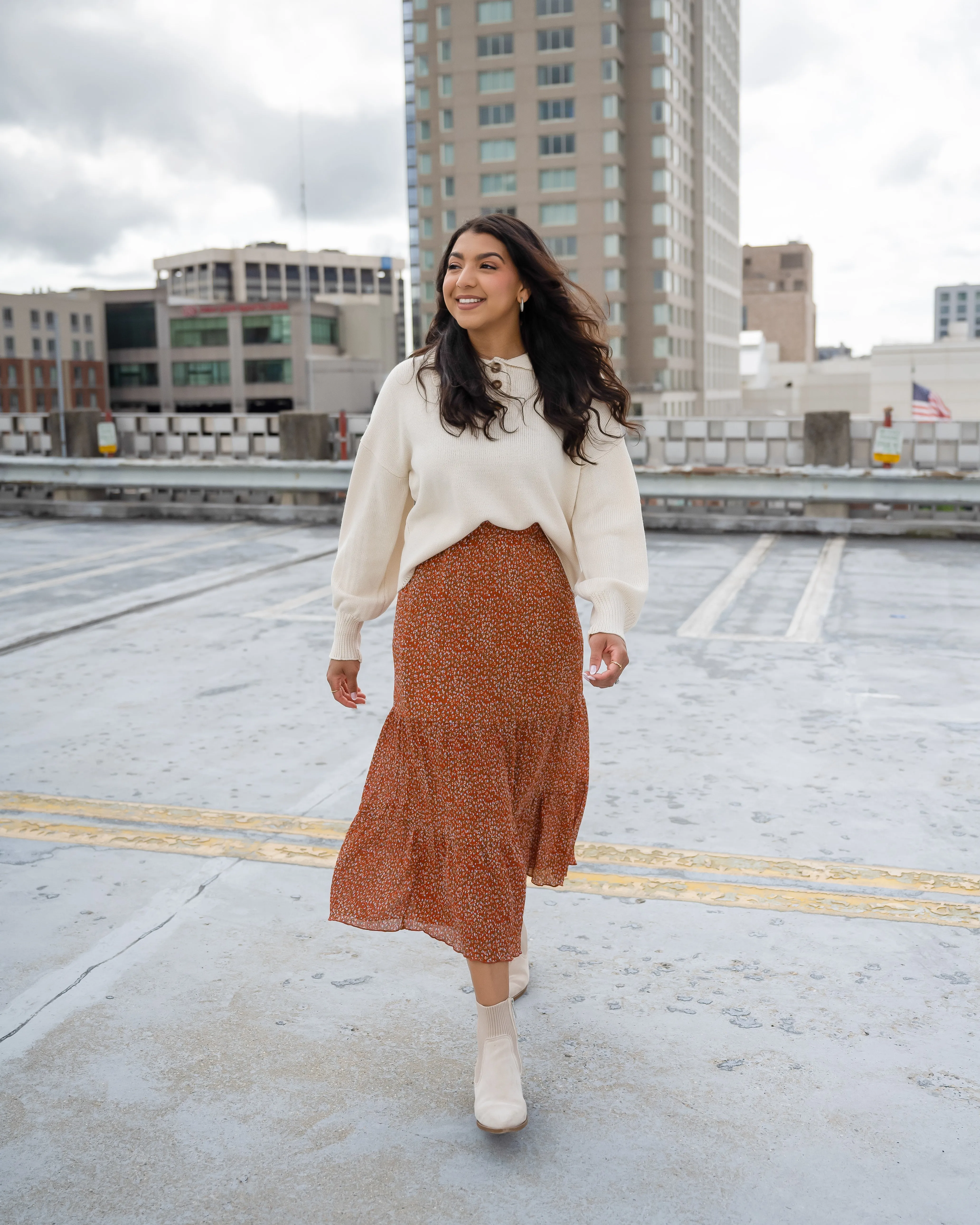 Cancun Rust Floral Skirt