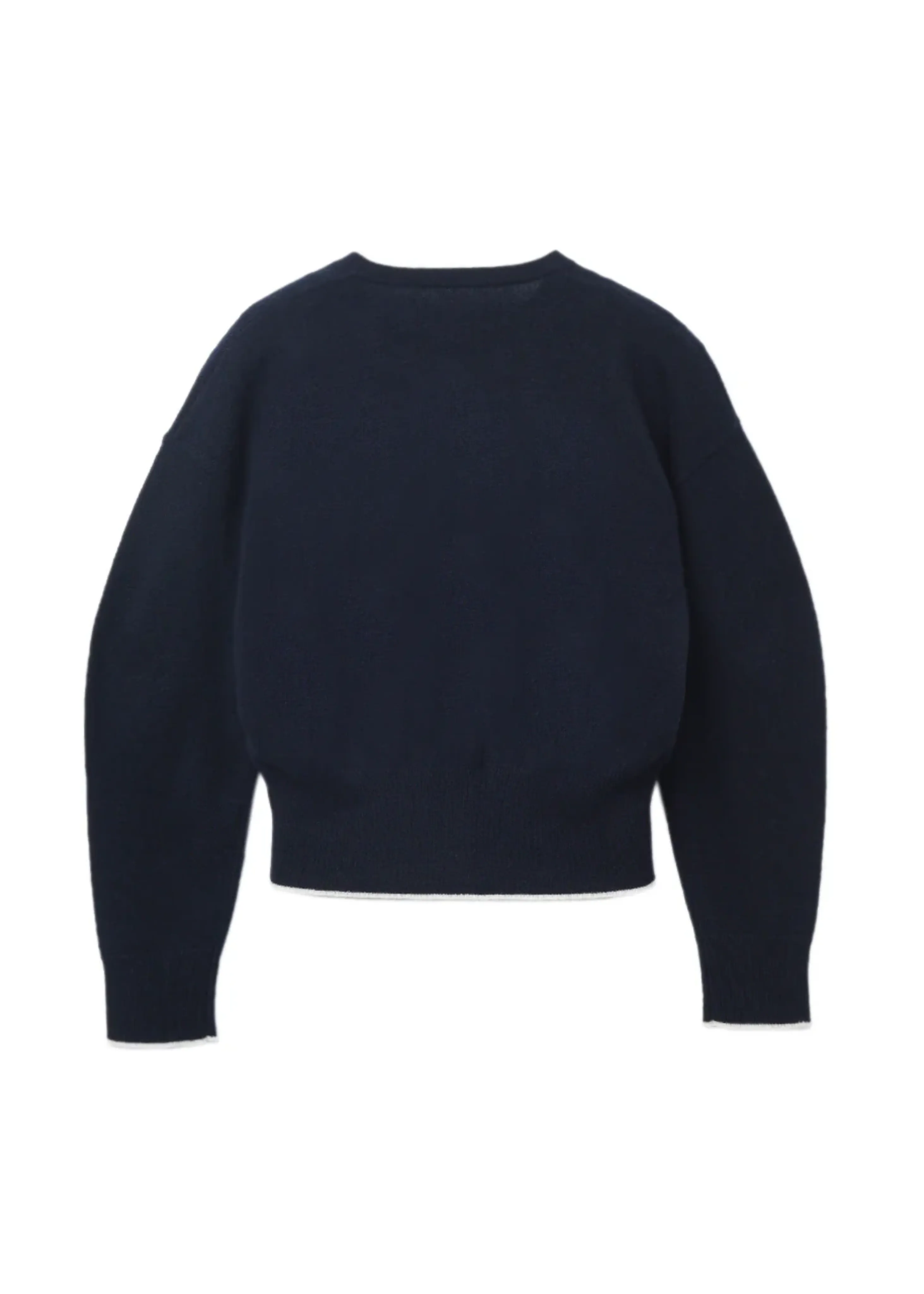 Cashmere volume sleeve cardigan, navy