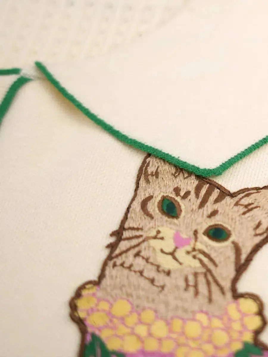 Cat Embroidered Sweater