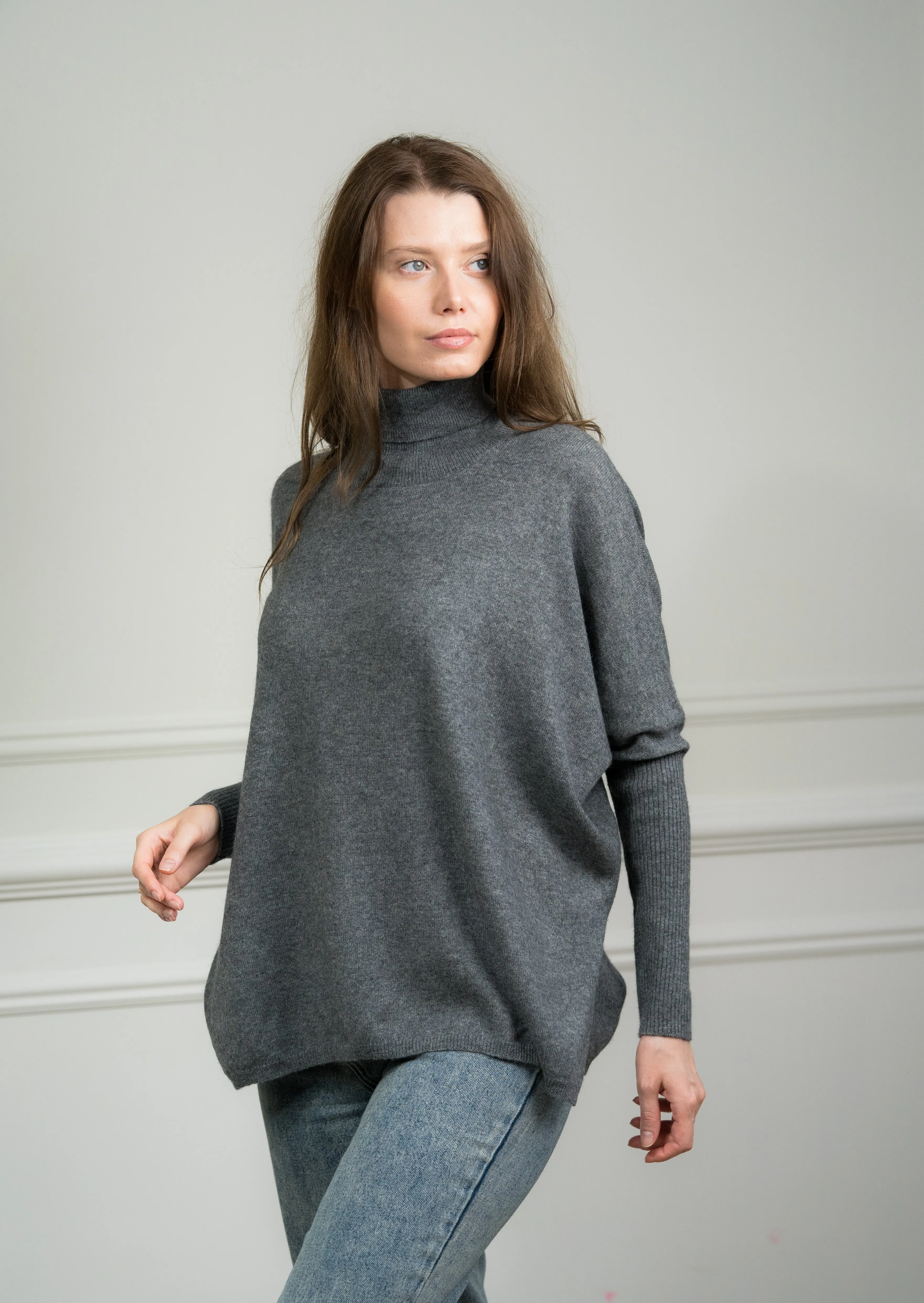 Charcoal Cashmere Boxy Sweater