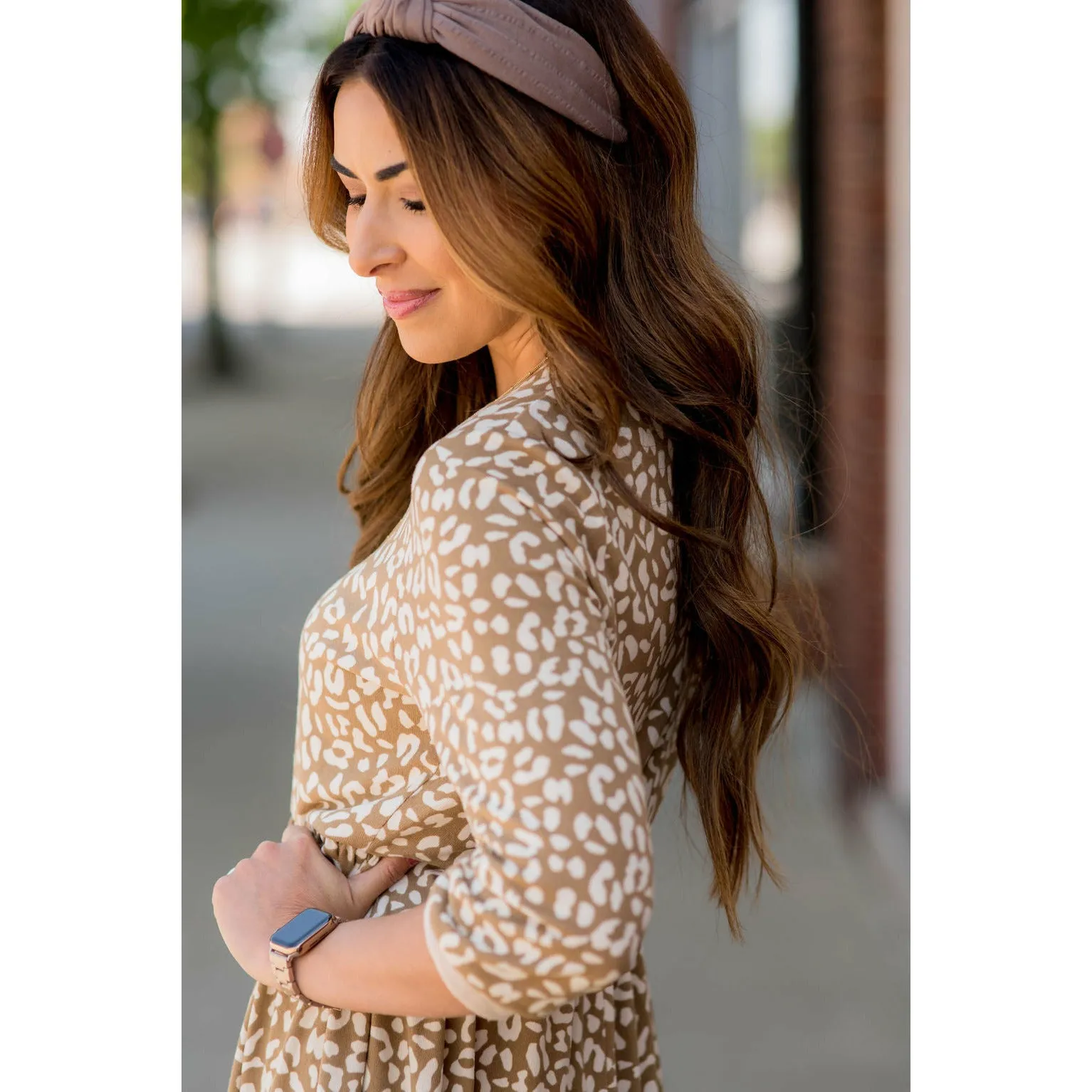 Cheetah Cuffed Sleeve Dress