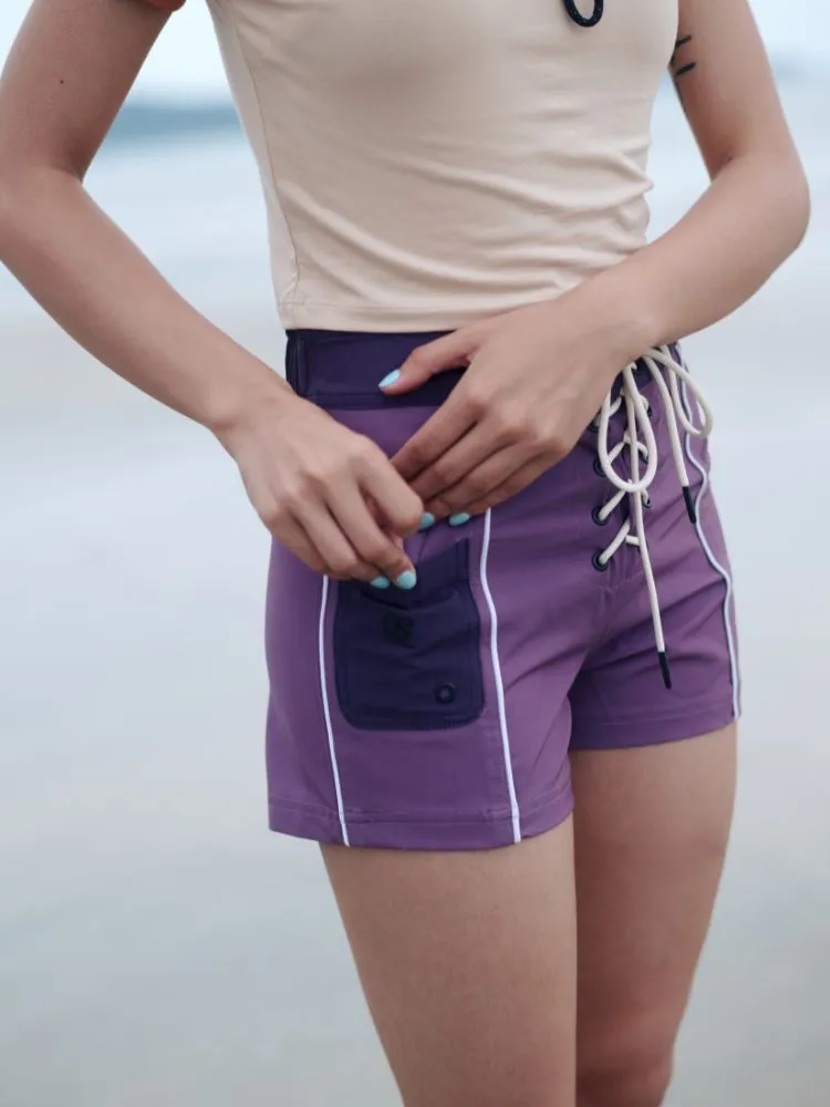 CHILLHANG Retro Colorblock Surf Shorts - Women's