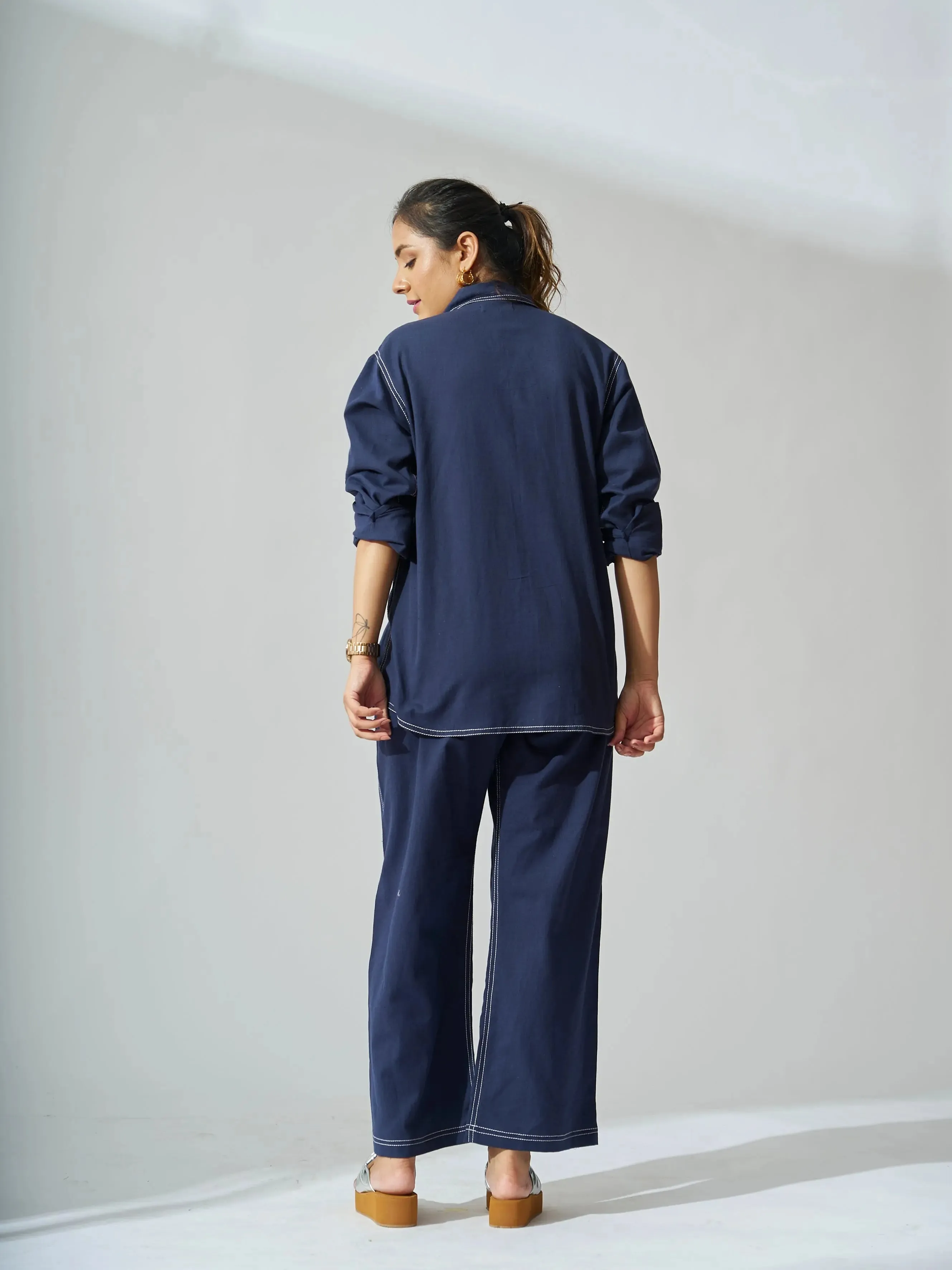 Classic Linen Shirt with Straight Fit Pants