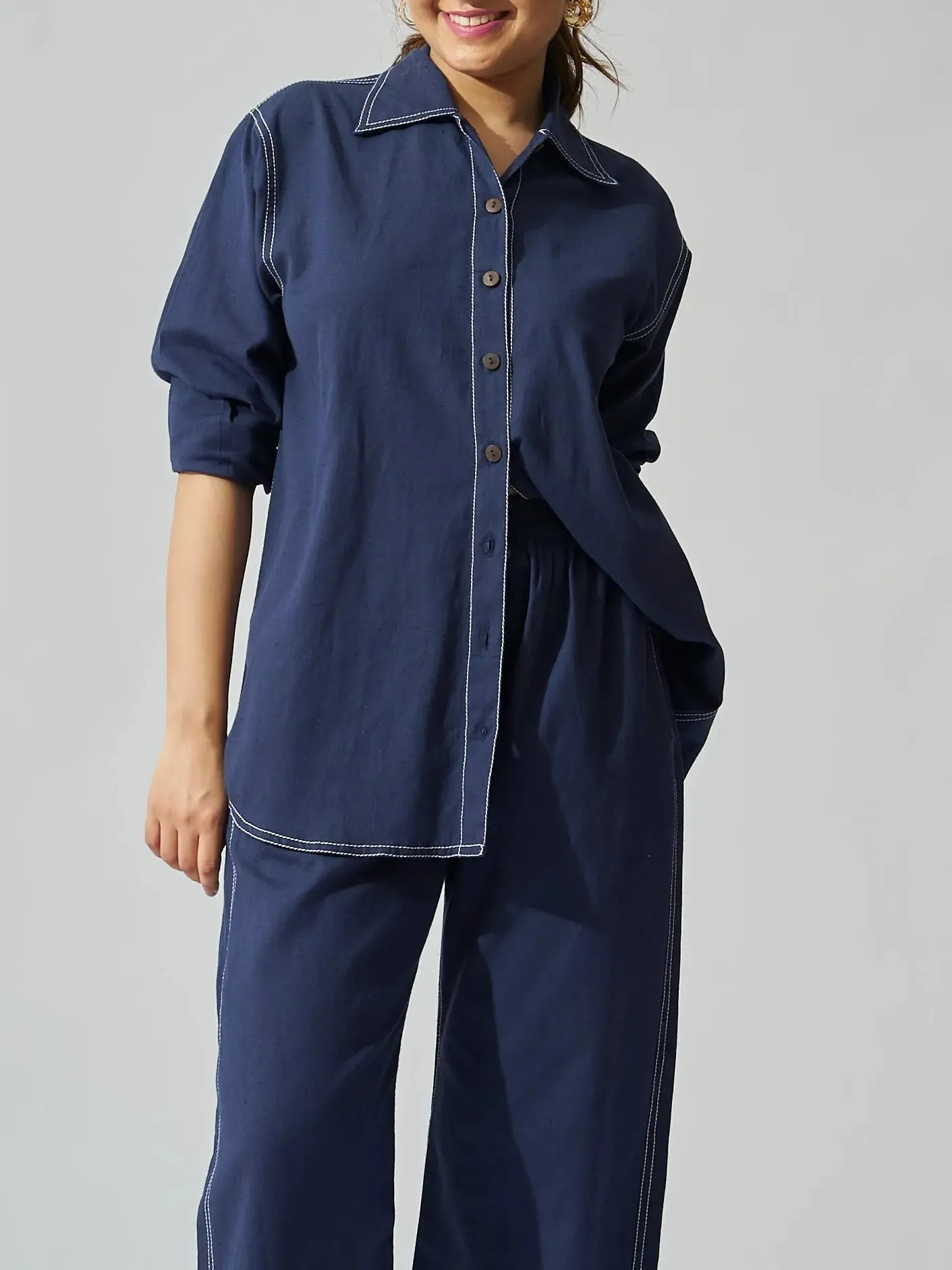 Classic Linen Shirt with Straight Fit Pants