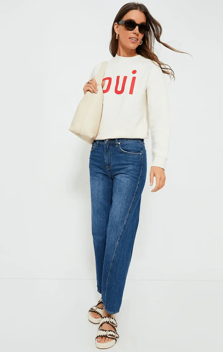 Cream with Bright Poppy Oui Sweatshirt