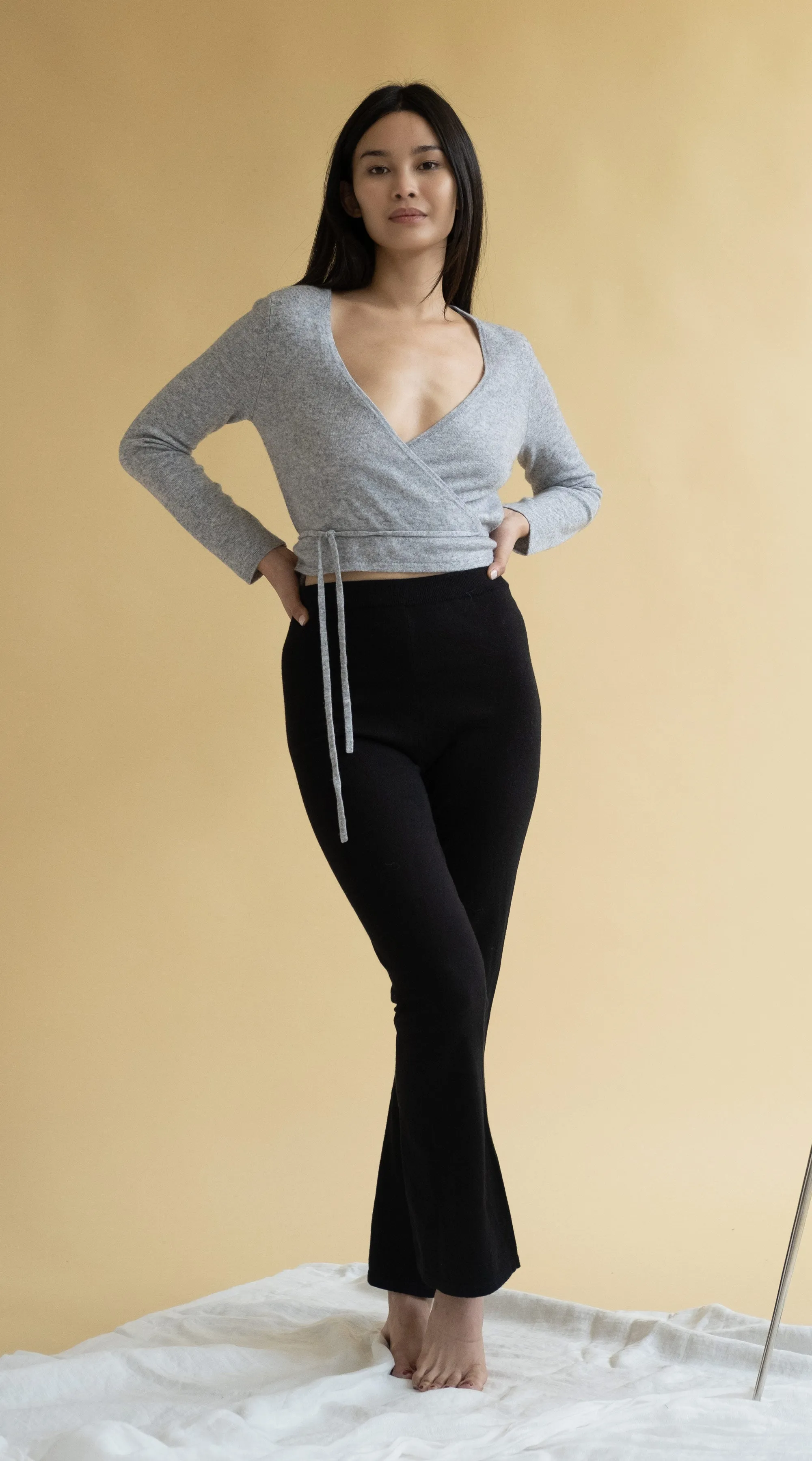 Cropped Ballet Wrap Sweater