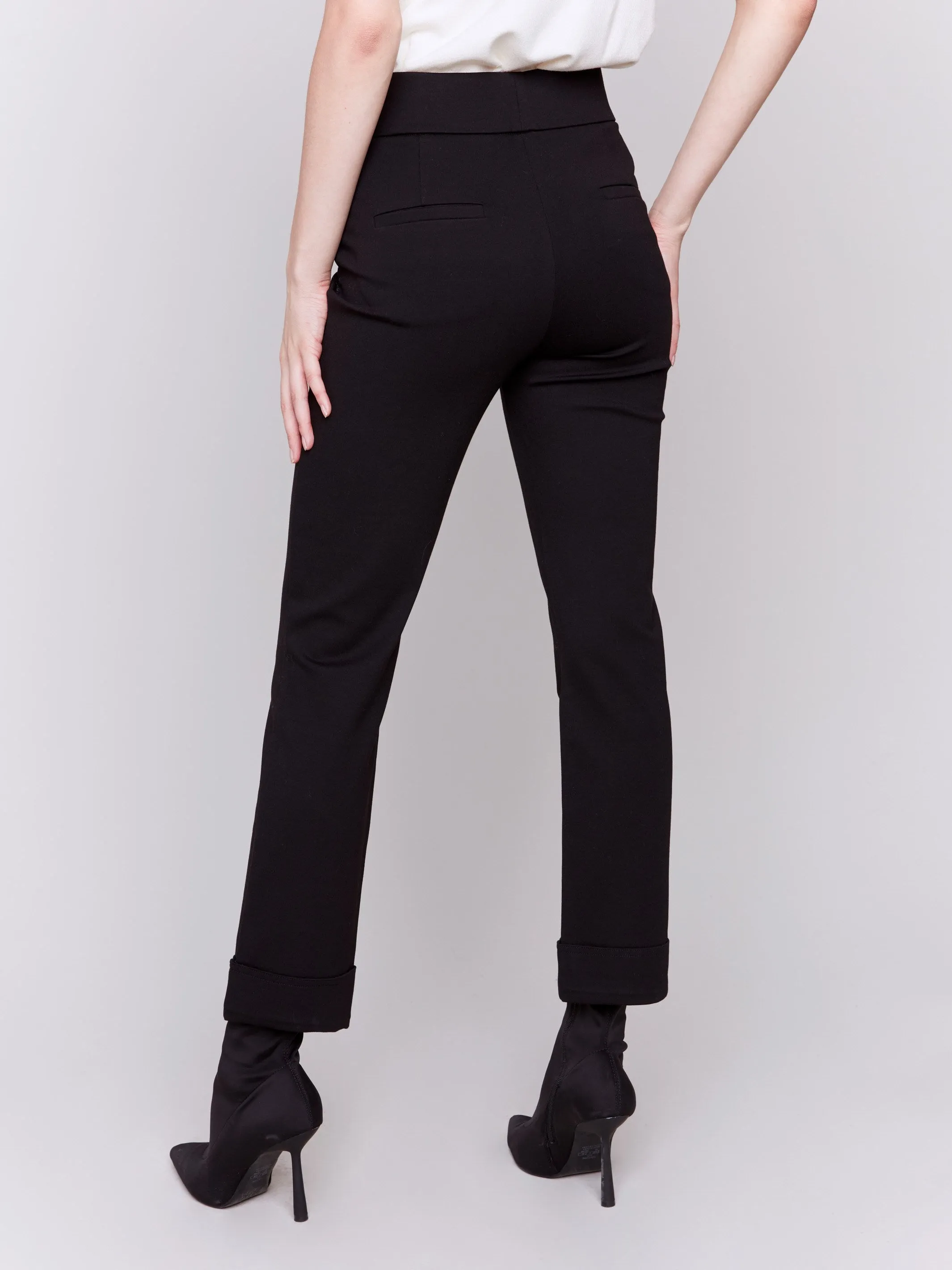 Cuffed Ponte Pants - Black