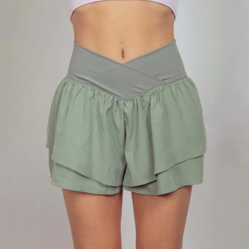 Double Layer Ruffle Active Shorts