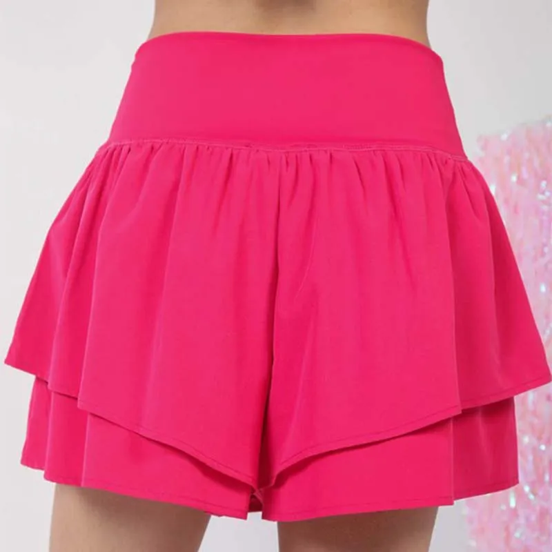 Double Layer Ruffle Active Shorts