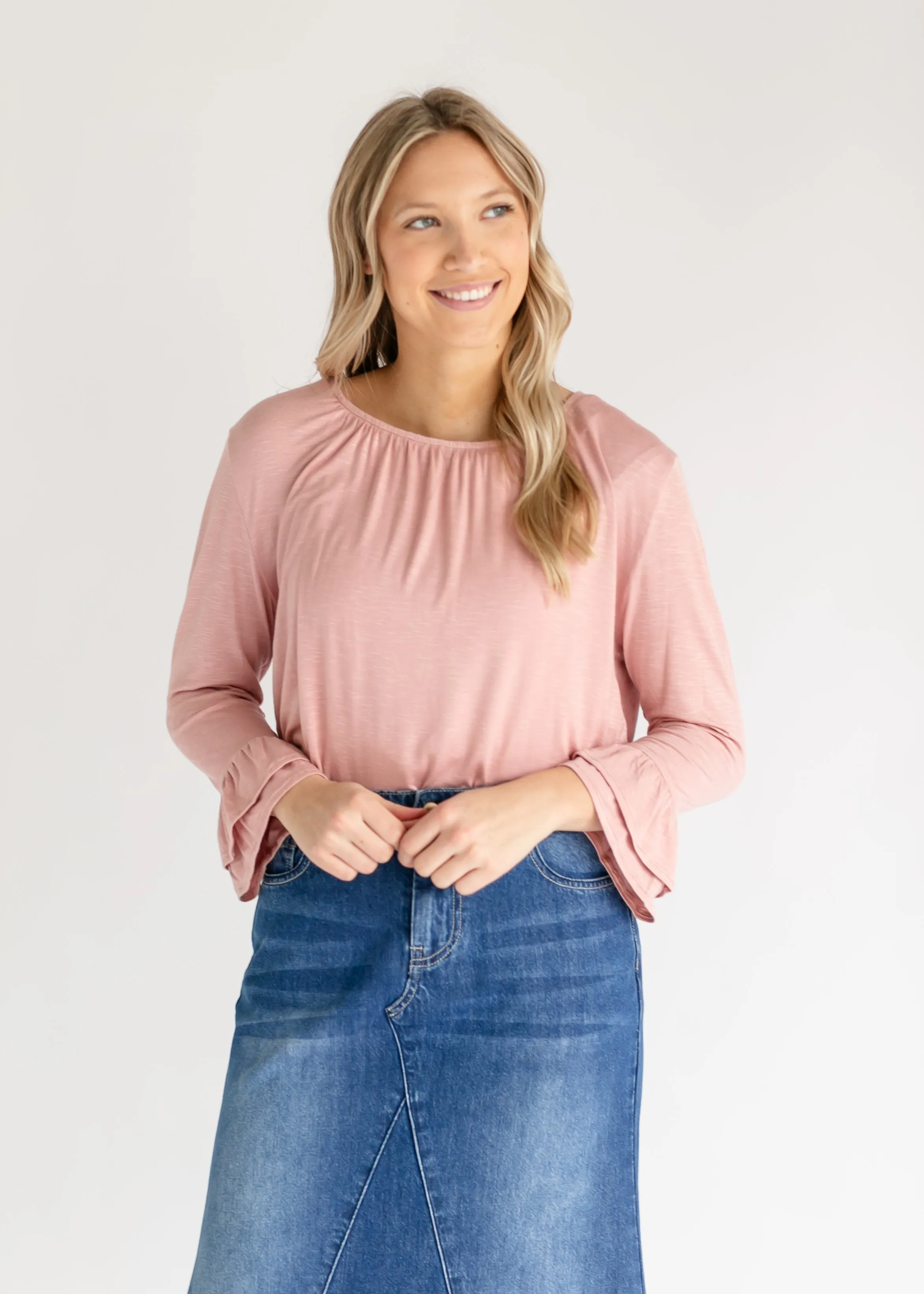 Essential Ruffled 3/4 Sleeve Top - FINAL SALE