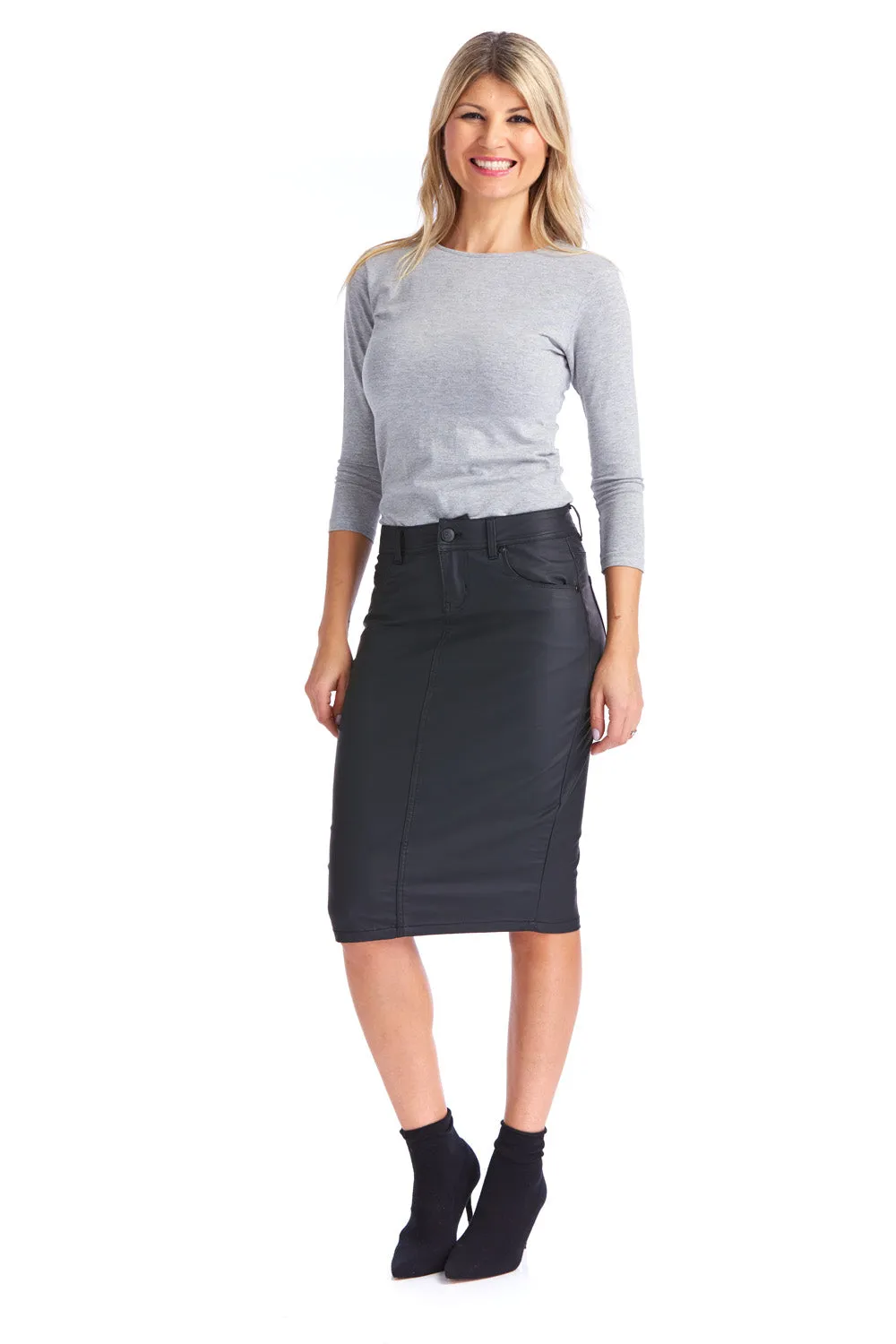 Esteez Modest Coated Denim Pencil Skirt for Women 'London'