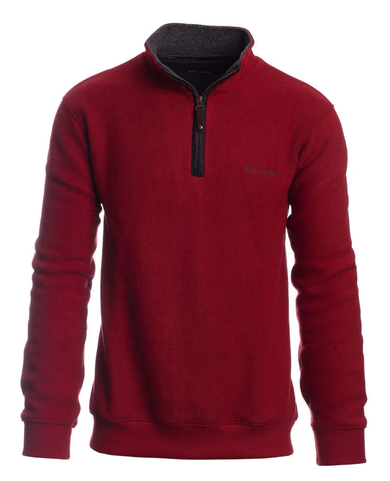 Ethnic Blue 1/4 Zip Sweater Soft Touch | Red