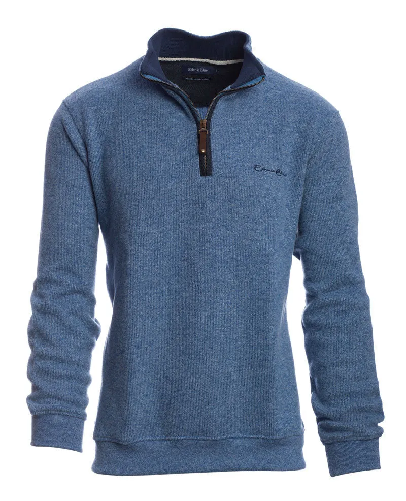 Ethnic Blue 1/4 Zip Sweater Soft Touch | Sky Blue