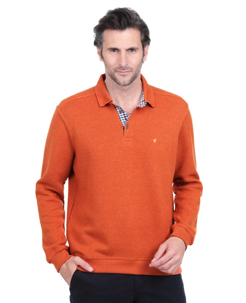 Ethnic Blue Polo Sweater Soft Touch | Dark Orange