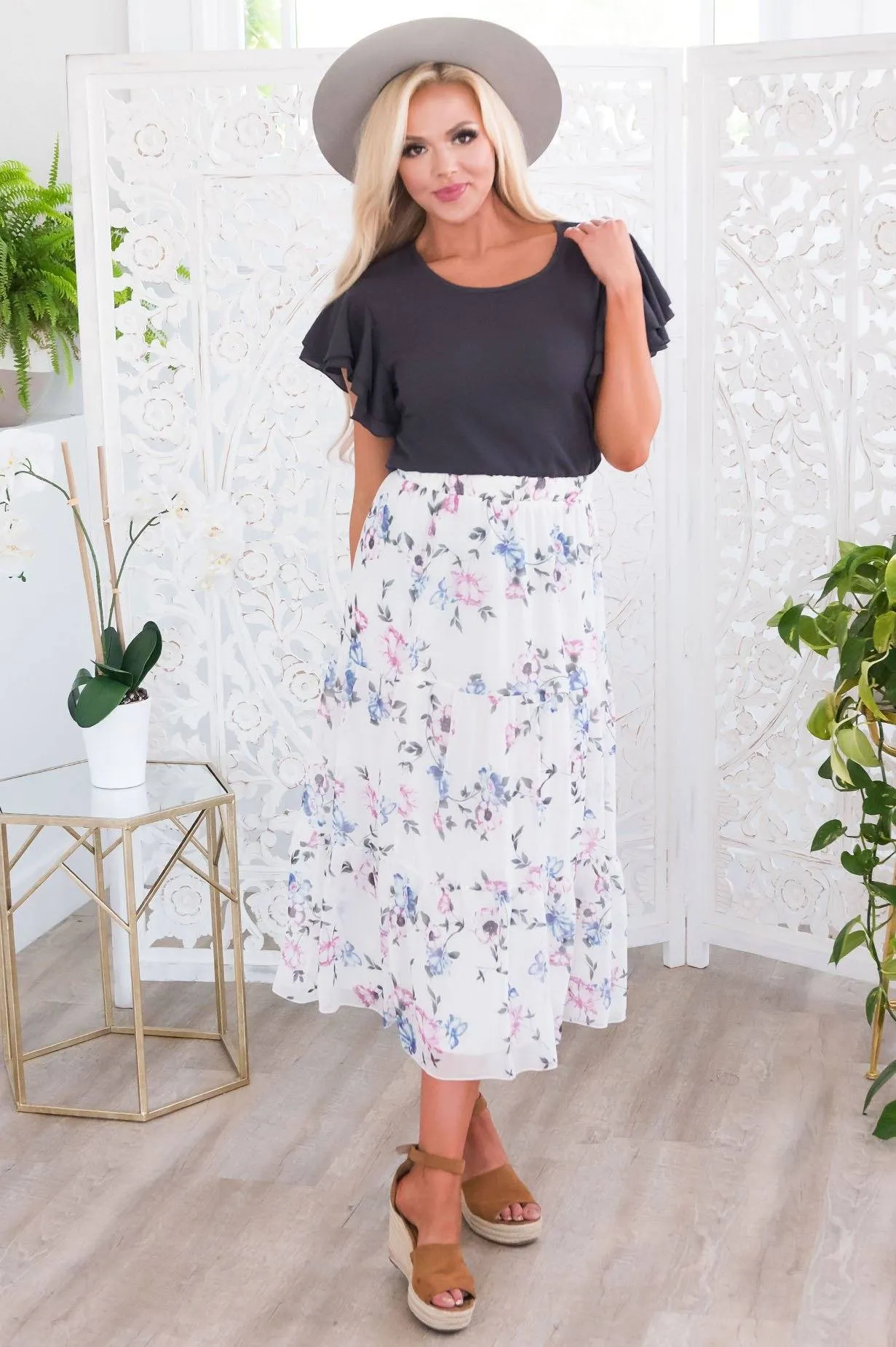 Falling For Floral Modest Skirt