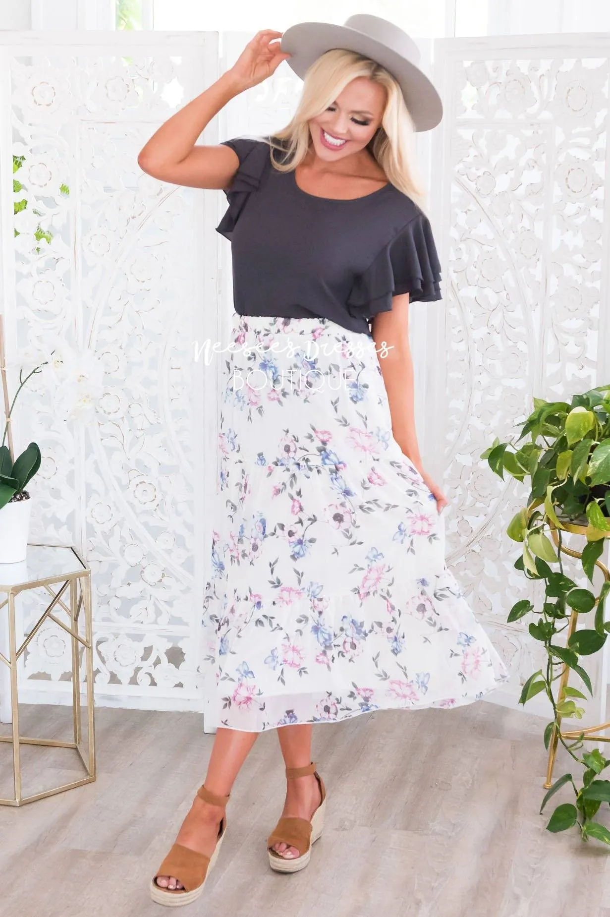 Falling For Floral Modest Skirt