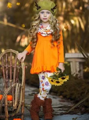 Fancy Fall Florals Tunic, Leggings and Scarf Set