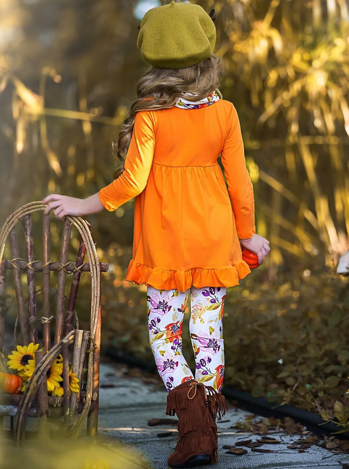 Fancy Fall Florals Tunic, Leggings and Scarf Set