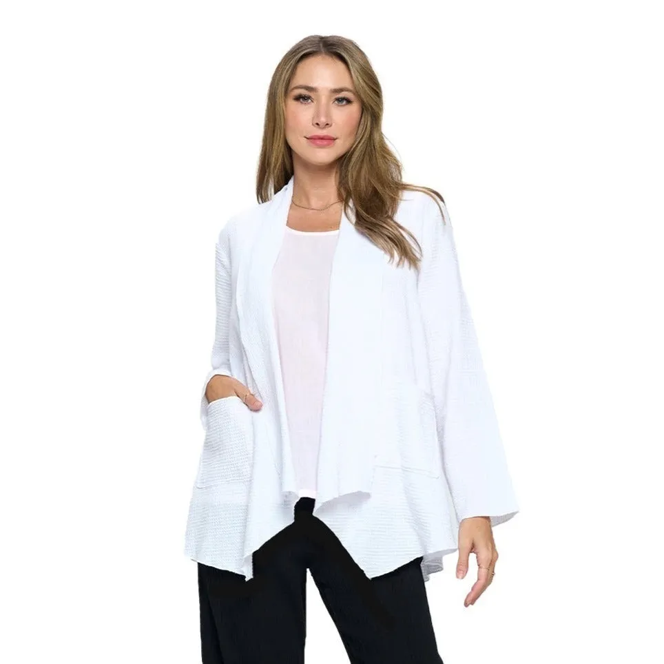 Focus Lightweight Waffle Cardigan in White - LW-116-WT