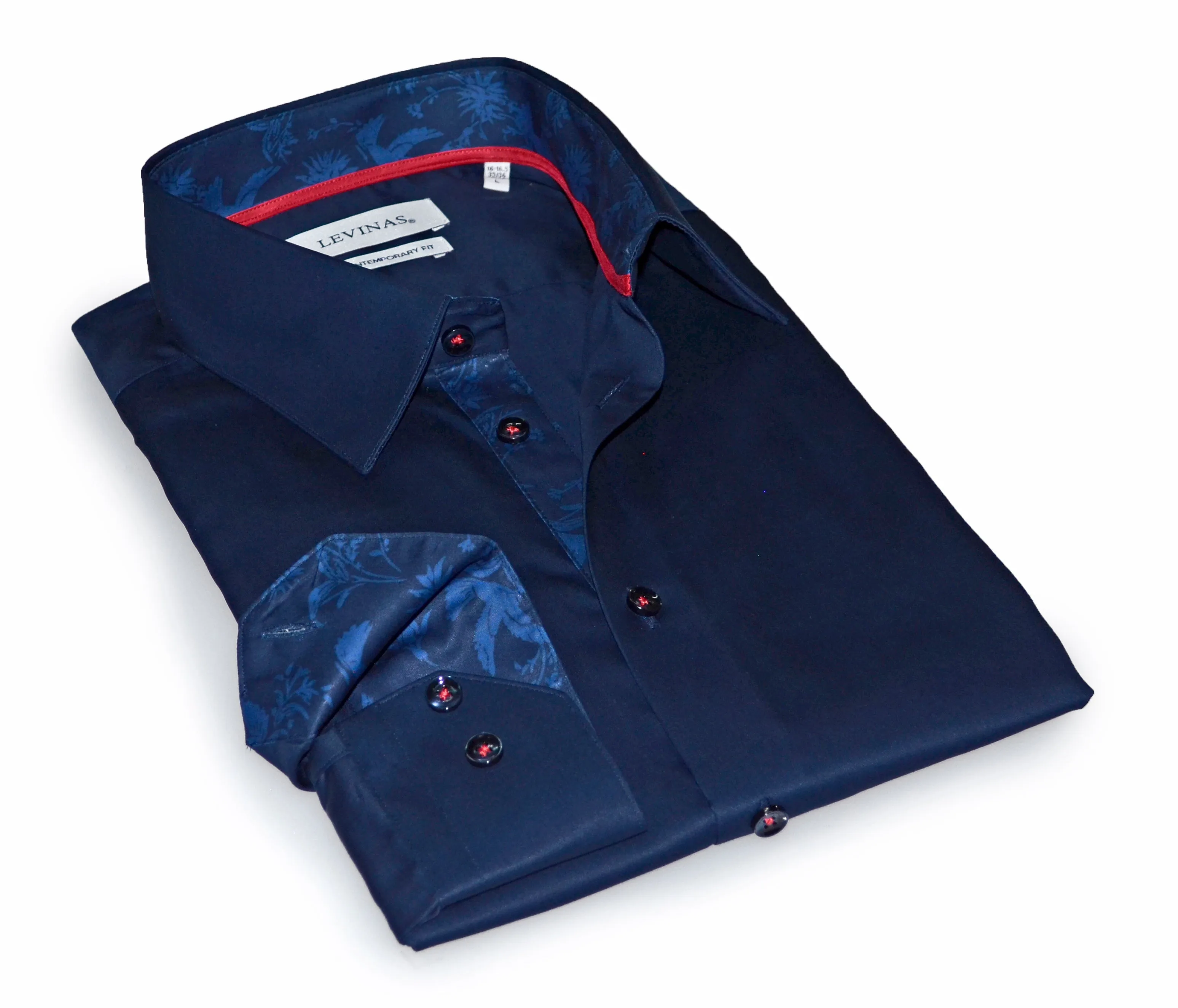 Geo  Button-Up Shirt With Contrast Details // Navy // Contemporary Fit (Regular)