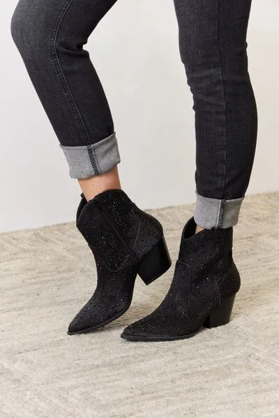 Have it All Classic Black Rhinestone Booties