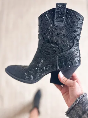 Have it All Classic Black Rhinestone Booties