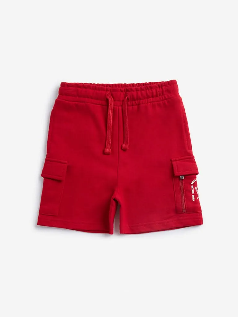 HOP Kids Red Cargo-Style Mid Rise Shorts